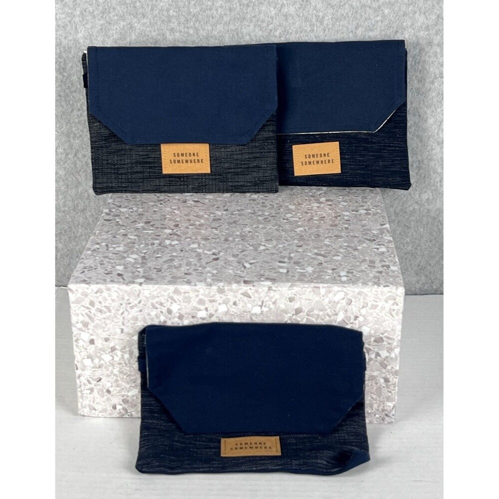 Delta Airlines x Someone Somewhere Amenity Kit Lot 3 Blue Travel Pouches
